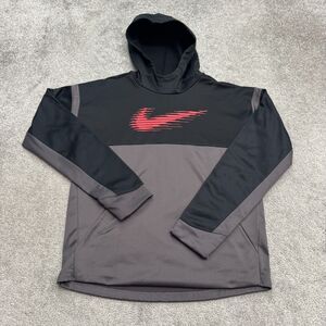 Nike Dri-Fit Fleece Pullover Hoodie Sweatshirt Boys XL Black Gray Colorblock